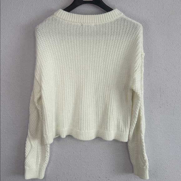 Quince Women White Cable 100% Organic Cotton Cropped Sweater Size S - Picture 6 of 10